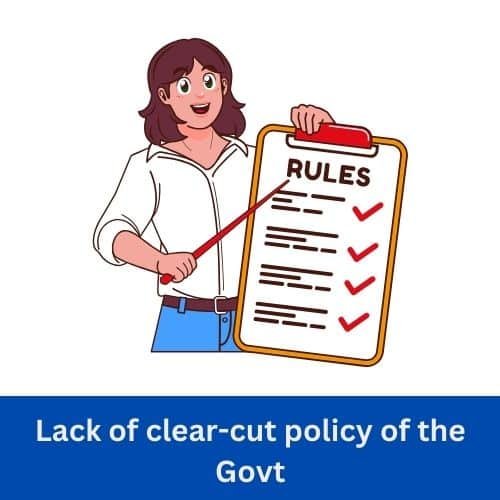 Lack of clear cut policy of the Govt